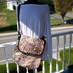 Leopard print laptop cross body bag